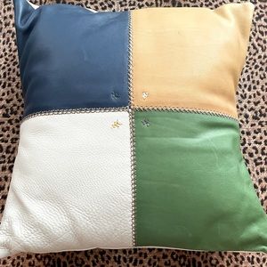 Henry Beguelin /Henry Cuir leather & canvas decorative pillow